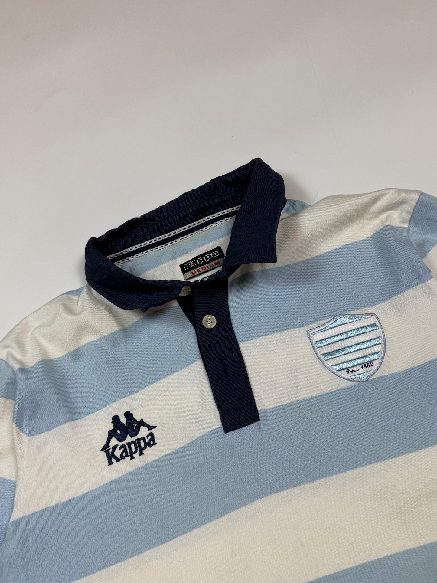 Racing Metro 92 Kappa striped rugby polo shirt (M)