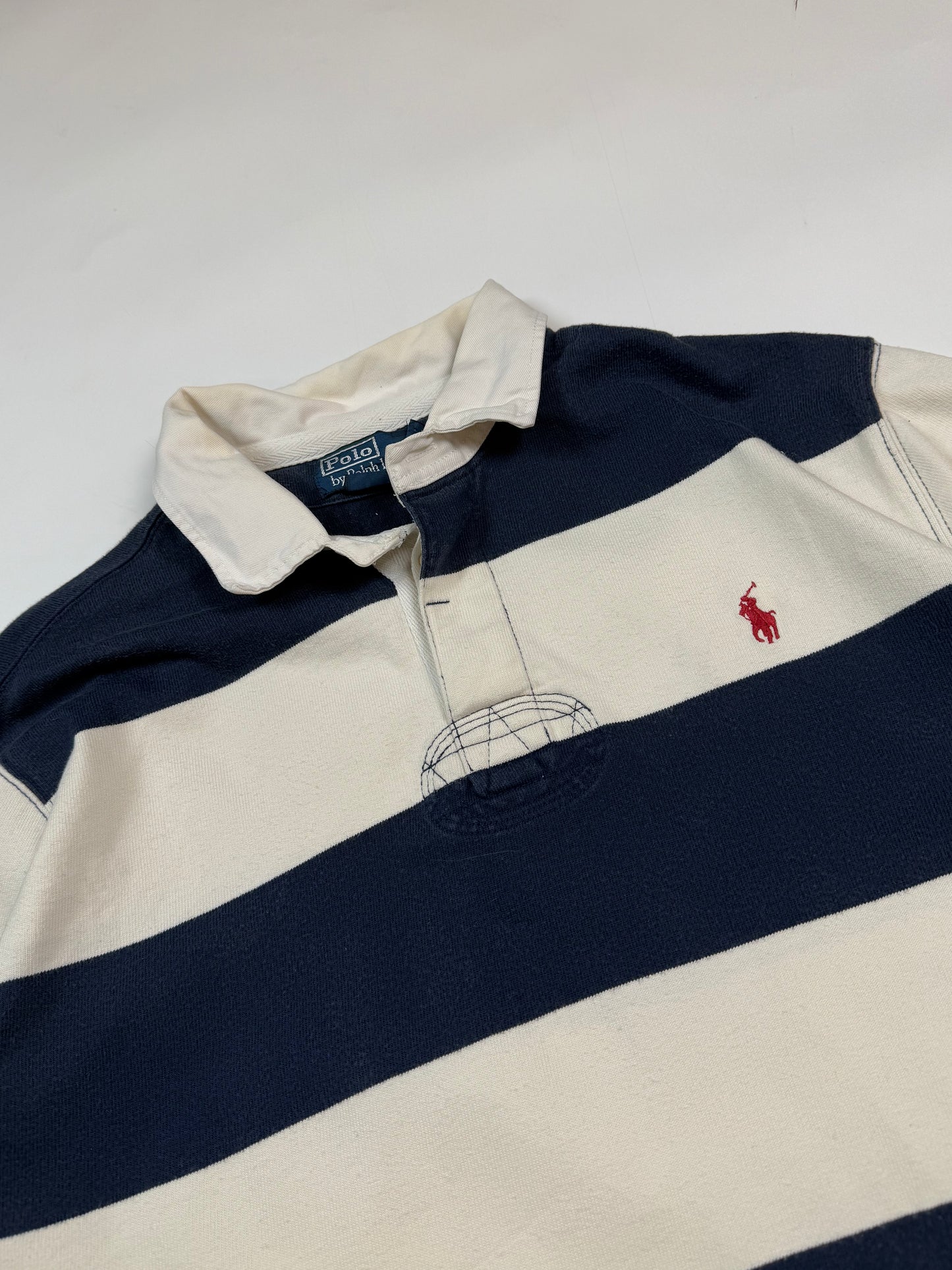 Vintage Polo Ralph Lauren striped rugby polo shirt (XL)