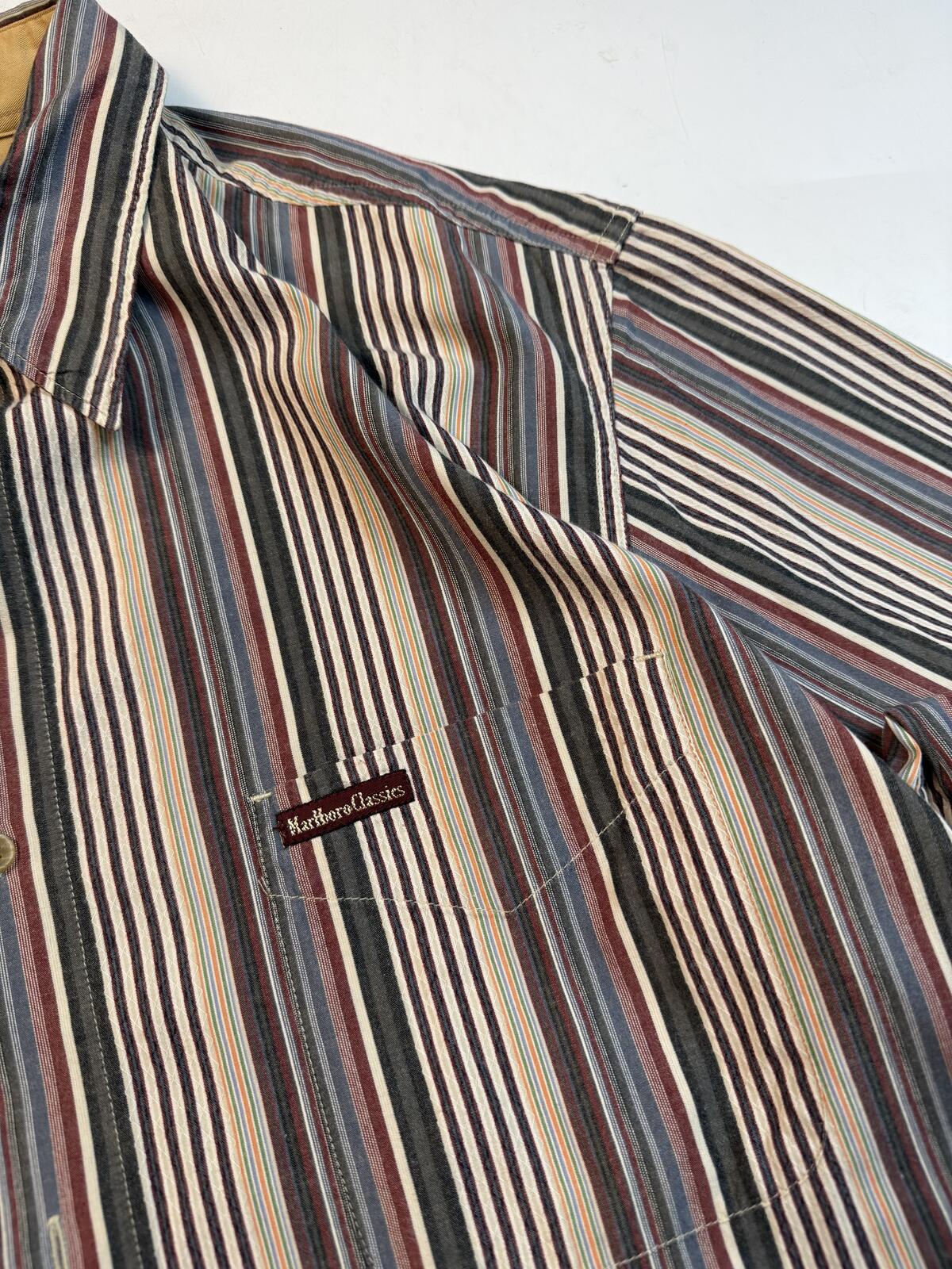 Vintage Marlboro classics grandad striped shirt (XXL)