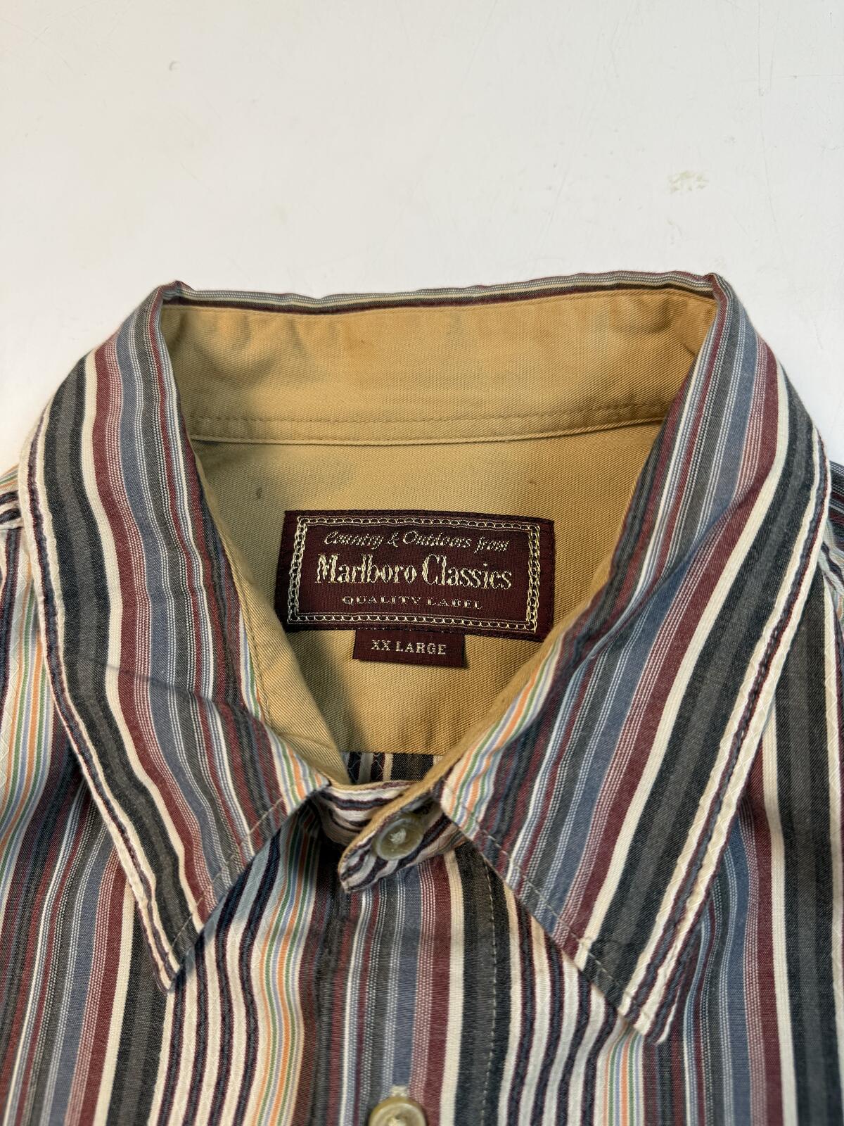 Vintage Marlboro classics grandad striped shirt (XXL)