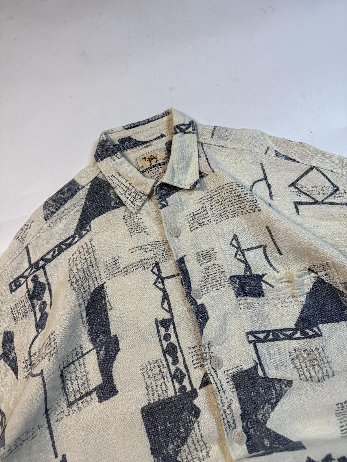 Vintage Camel abstract patterned short sleeve shirt (XL)