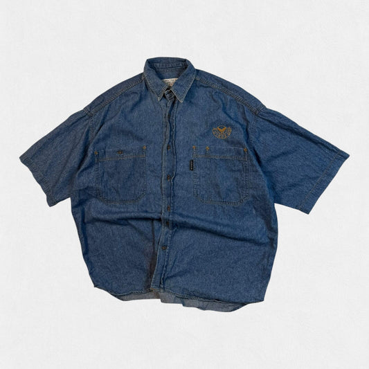 Vintage 90s Avirex denim short sleeve shirt (L)