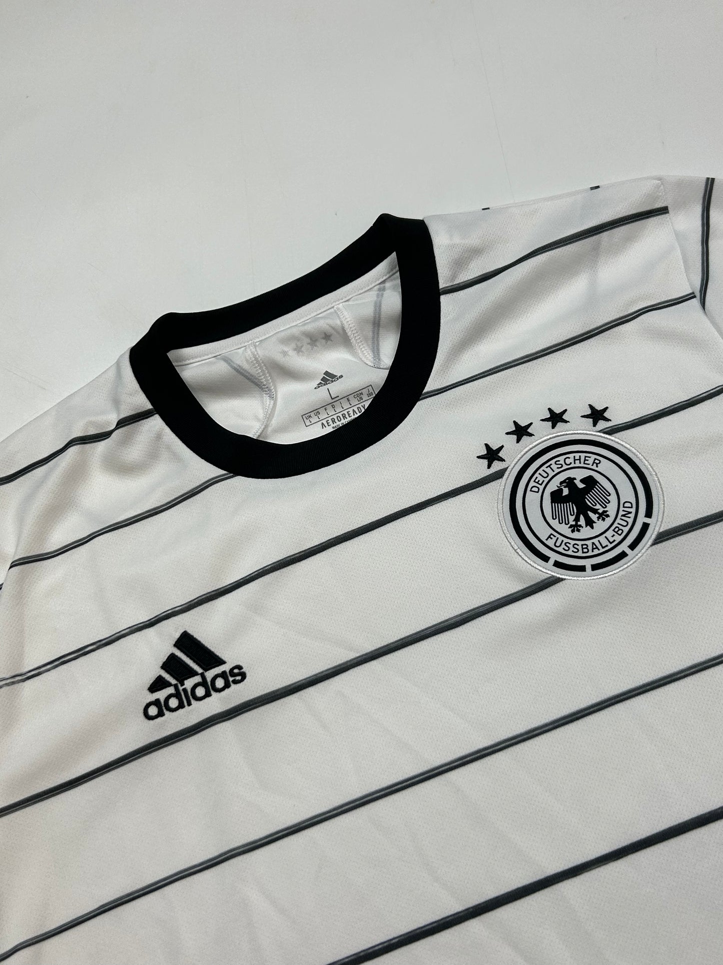 Germany 2020/21 Adidas striped home football shirt (L)