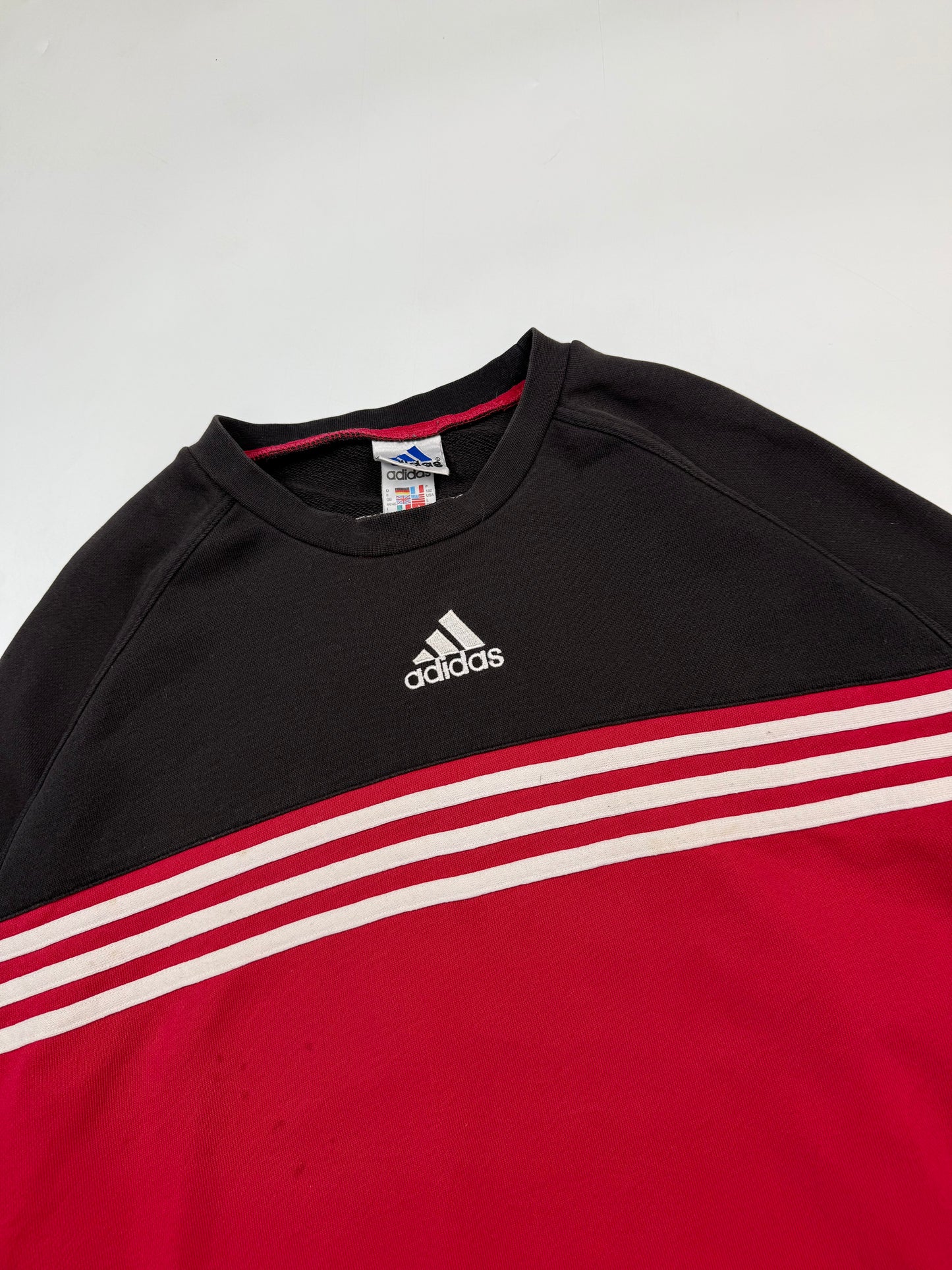 Vintage 90s Adidas colour block centre logo sweatshirt (L)