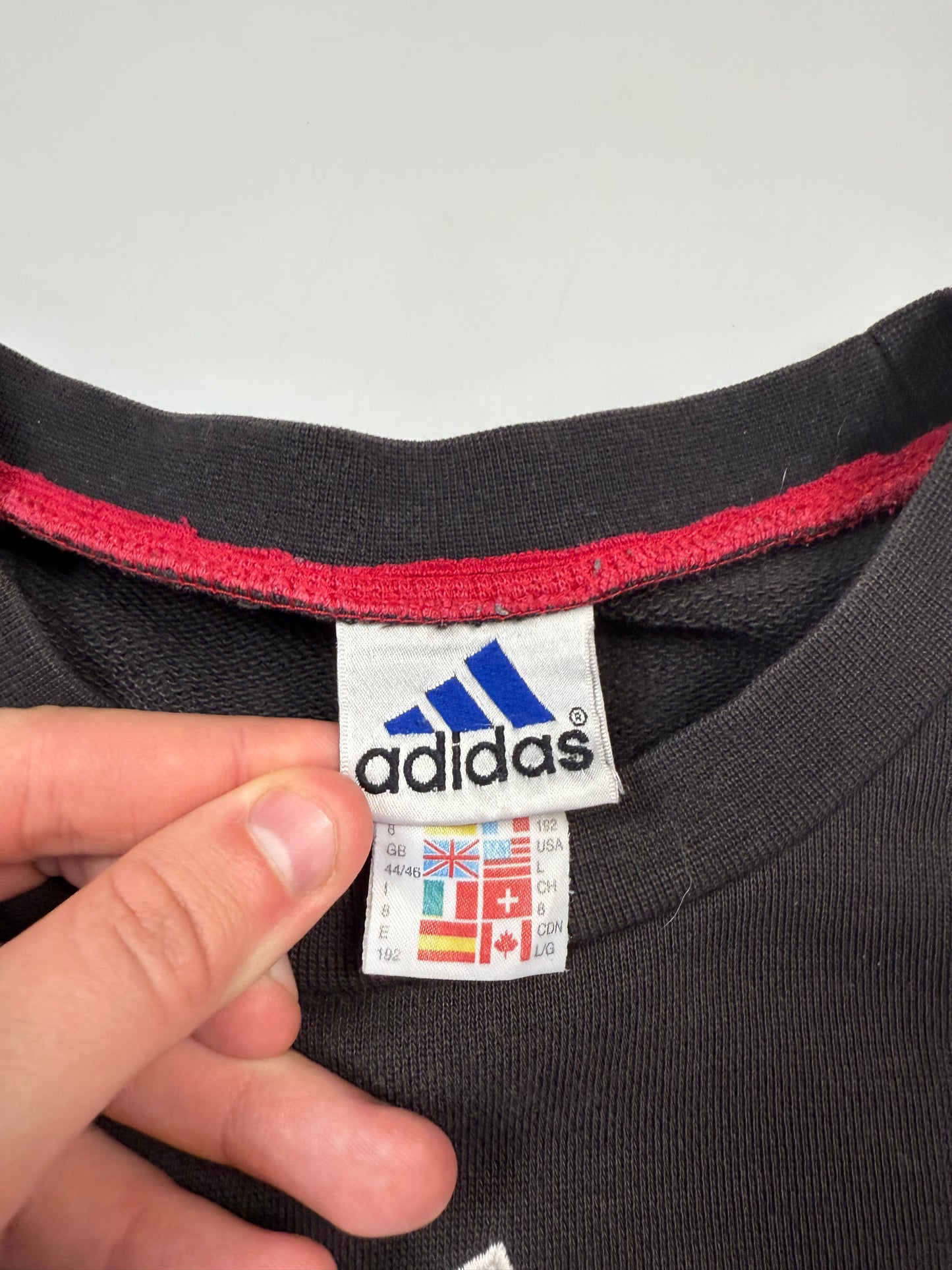 Vintage 90s Adidas colour block centre logo sweatshirt (L)