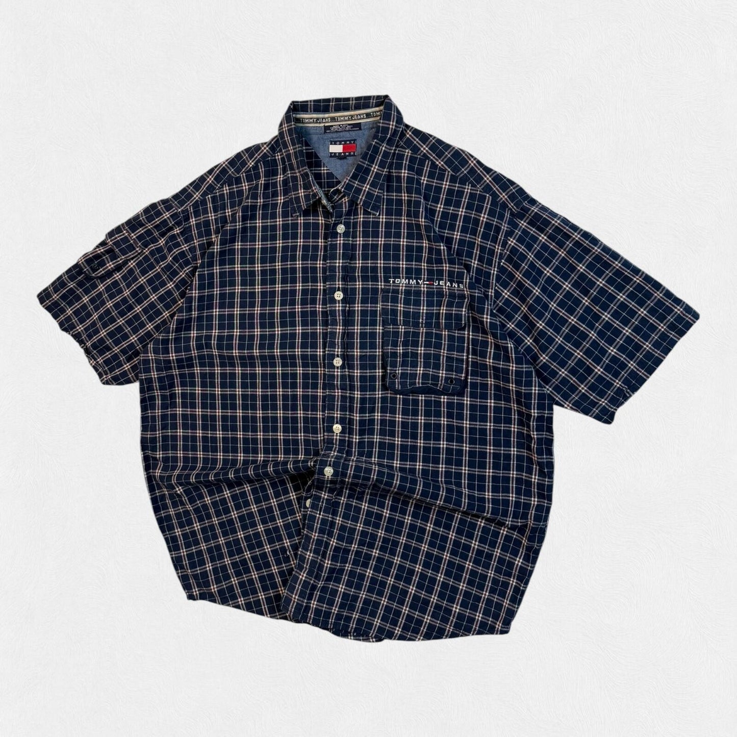 Vintage Tommy Hilfiger Jeans checkered short sleeve shirt (XL)