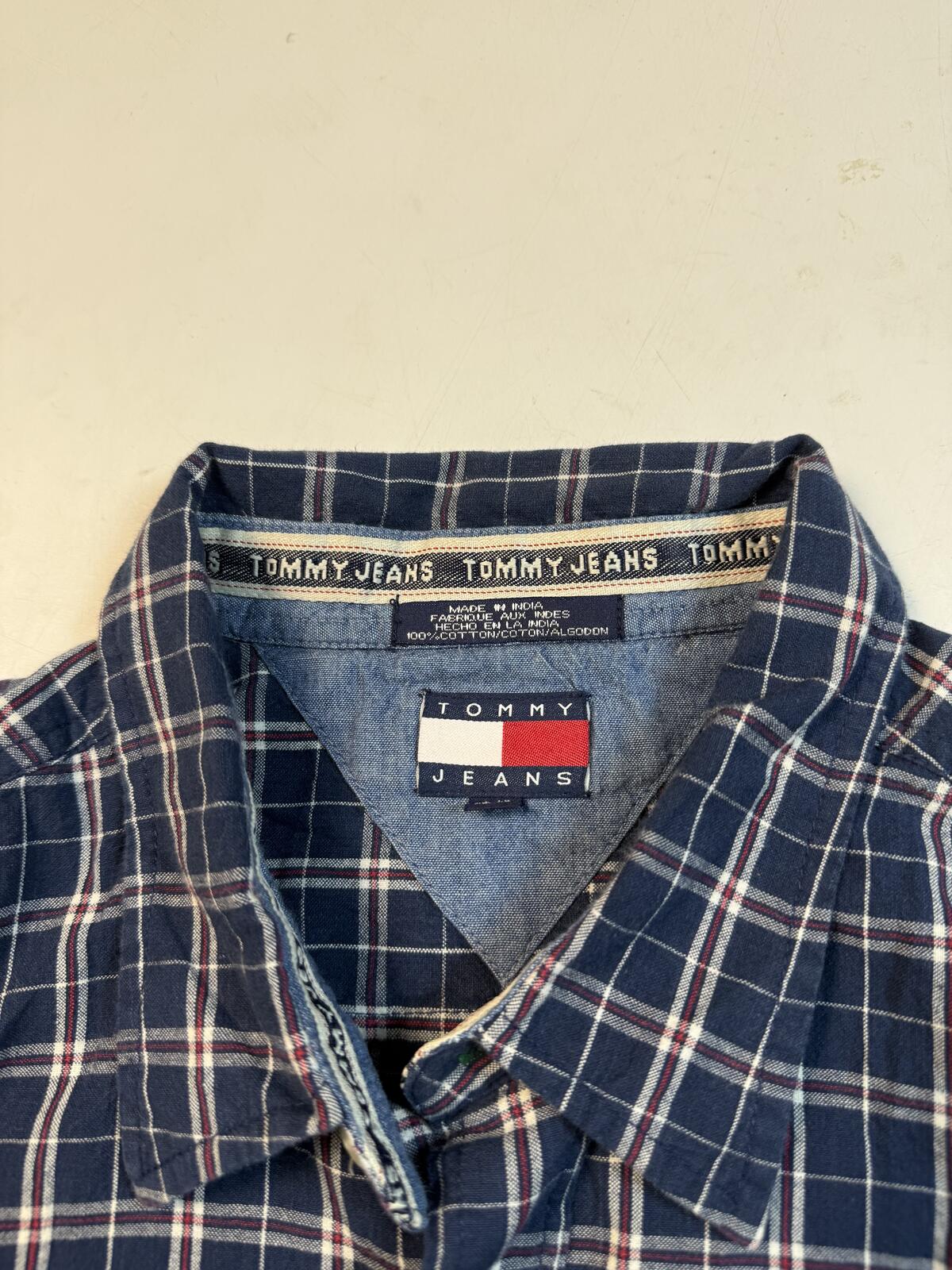 Vintage Tommy Hilfiger Jeans checkered short sleeve shirt (XL)