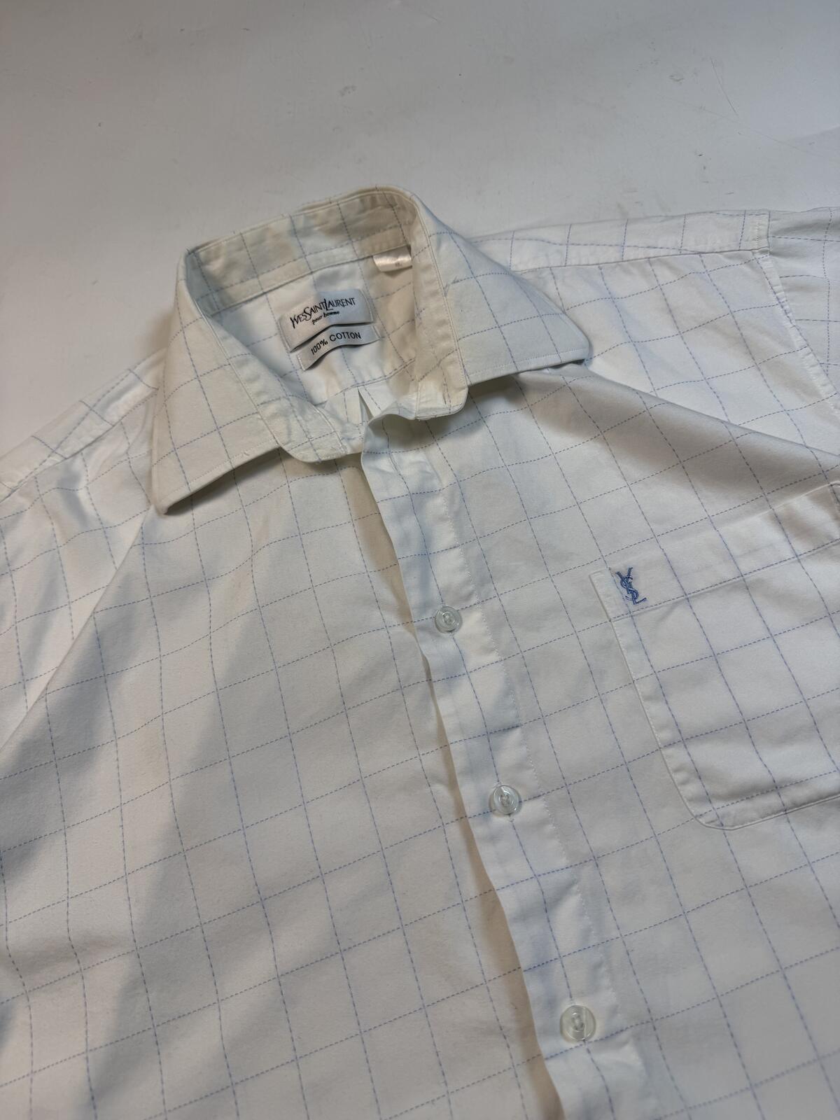 Vintage YSL checkered short sleeve shirt (XL)