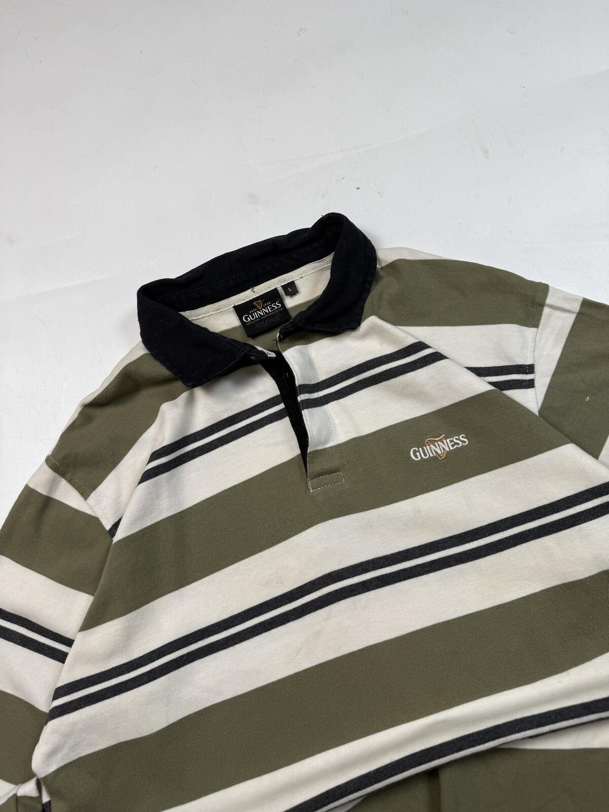 Vintage Guinness striped rugby polo shirt (L)