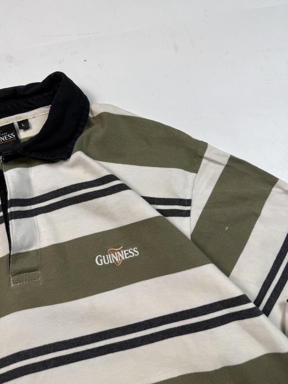 Vintage Guinness striped rugby polo shirt (L)