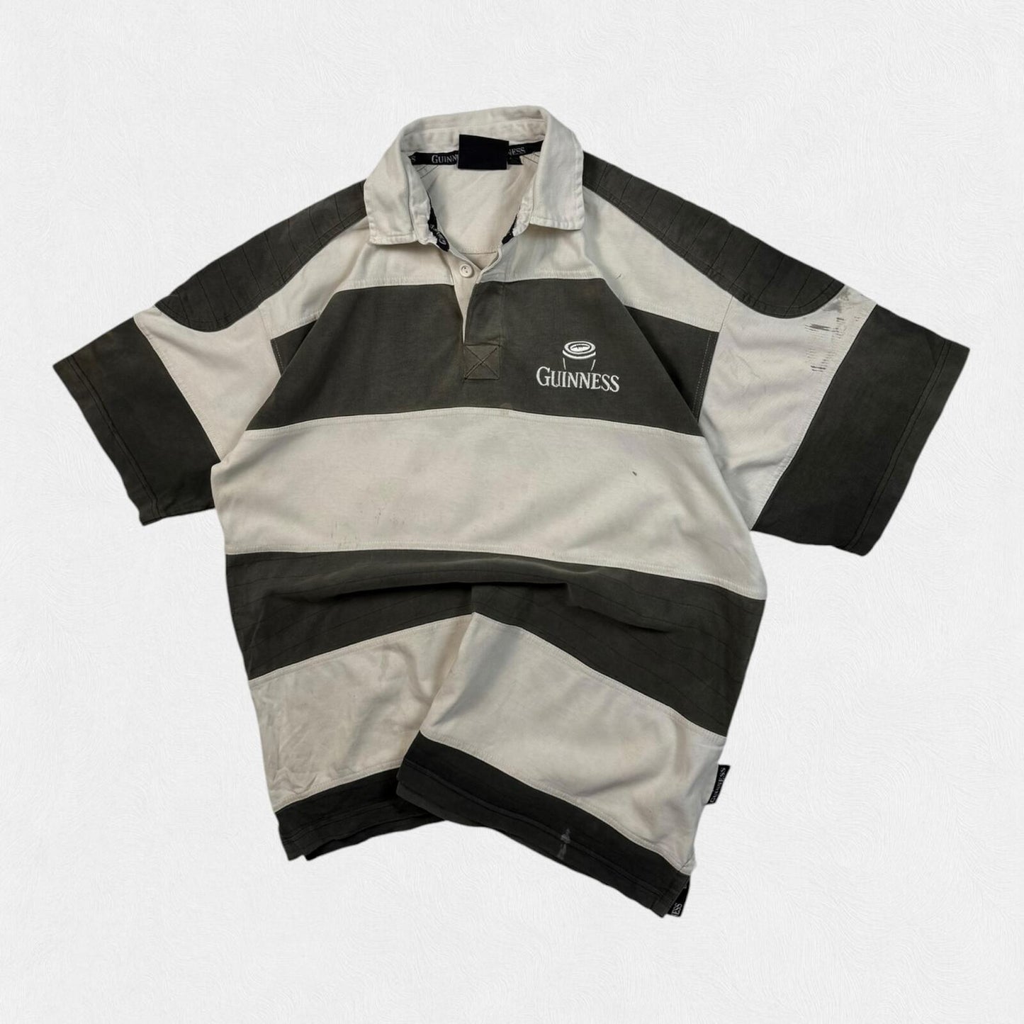 Vintage Guinness striped rugby polo shirt (L)