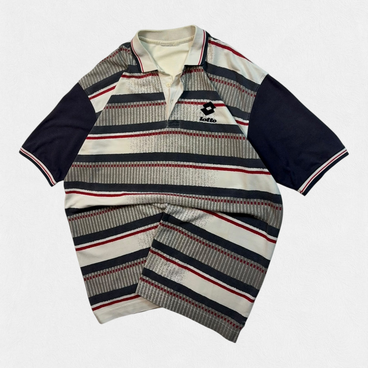 Vintage 90s Lotto abstract striped polo shirt (XL)