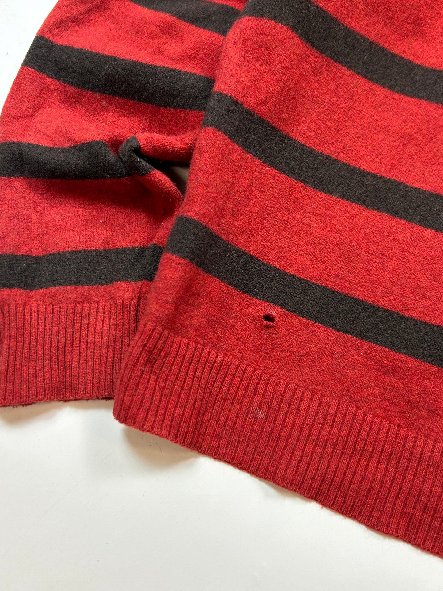 Lacoste striped full zip wool knit sweater (M)