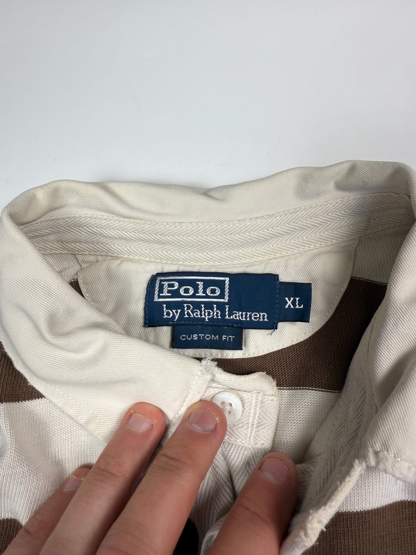 Vintage Polo Ralph Lauren striped rugby polo shirt (XL)