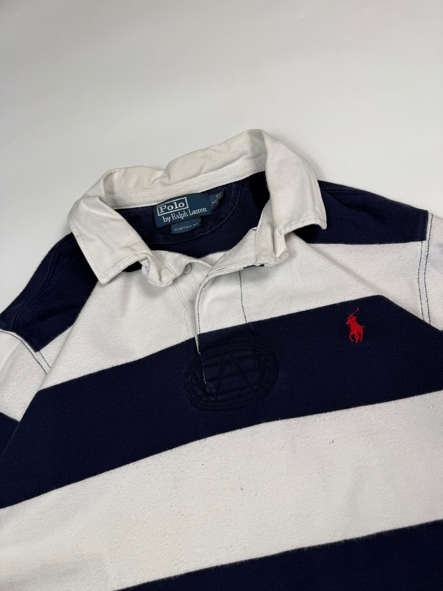 Vintage Polo Ralph Lauren striped rugby polo shirt (L)
