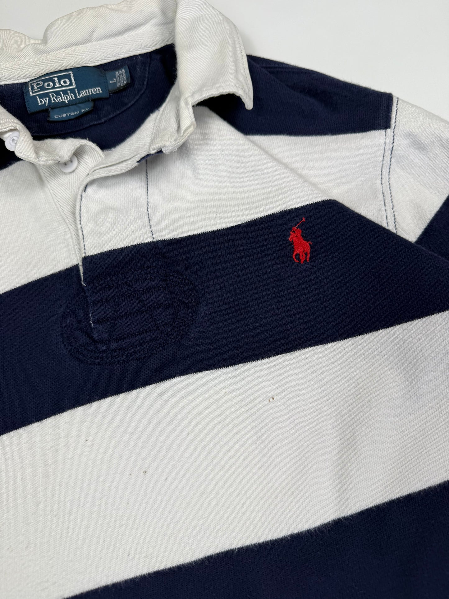 Vintage Polo Ralph Lauren striped rugby polo shirt (L)