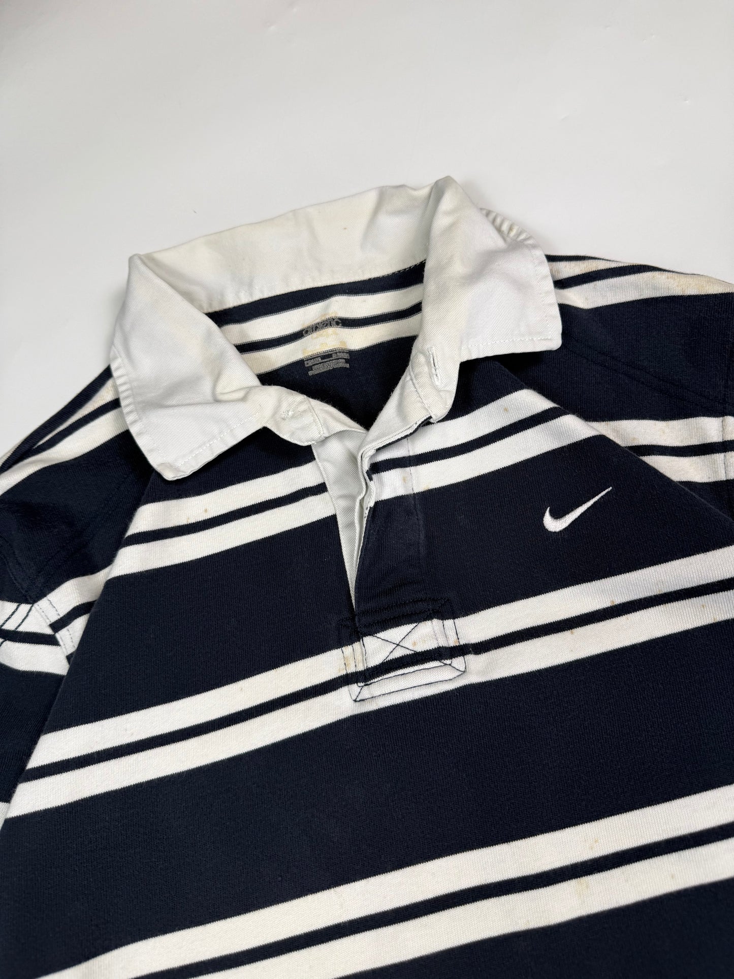 Nike athletic dept striped rugby polo shirt (XL)