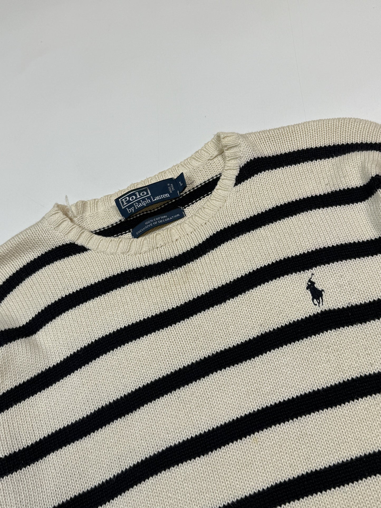 Vintage 90s Polo Ralph Lauren striped knit sweater (L)