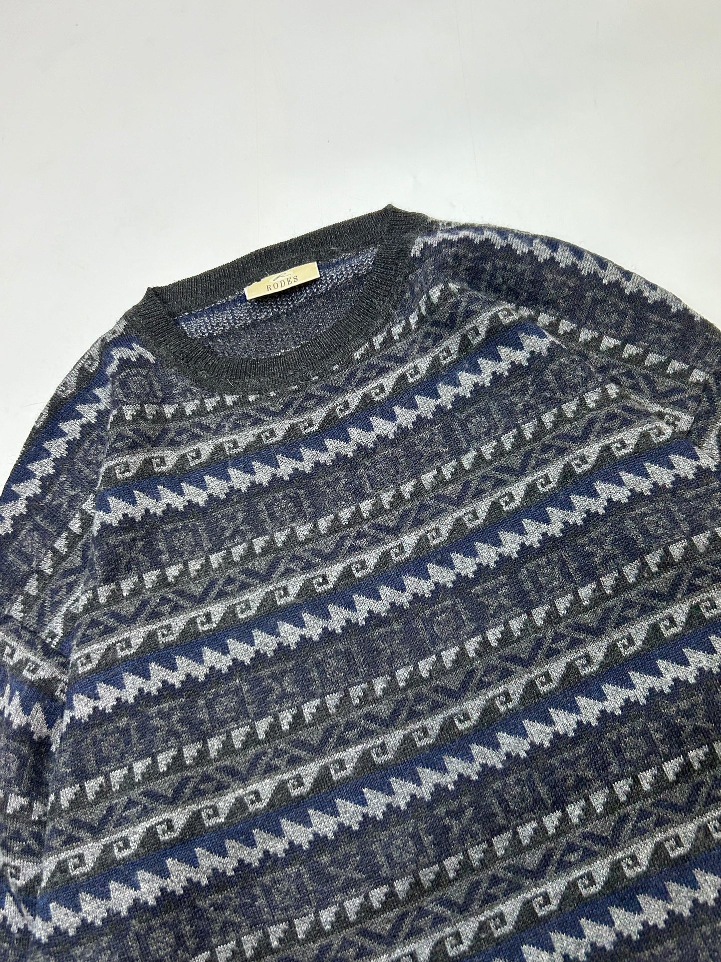 Vintage abstract grandad knit sweater (XL)