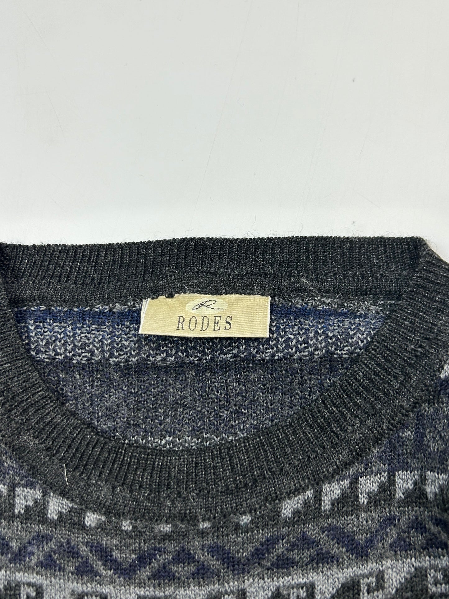 Vintage abstract grandad knit sweater (XL)