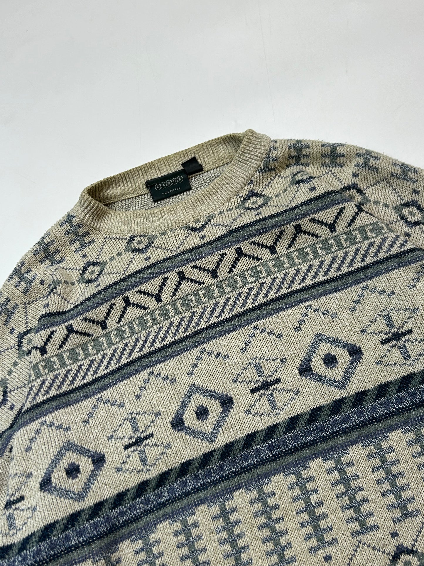 Vintage grandad abstract knit sweater (L)