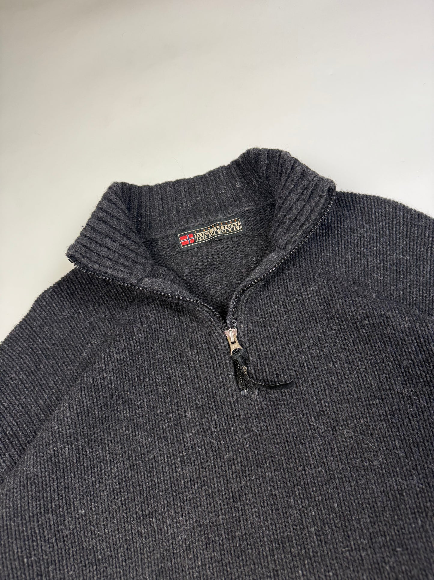 Vintage Napapijri quarter zip knit sweater (XL)