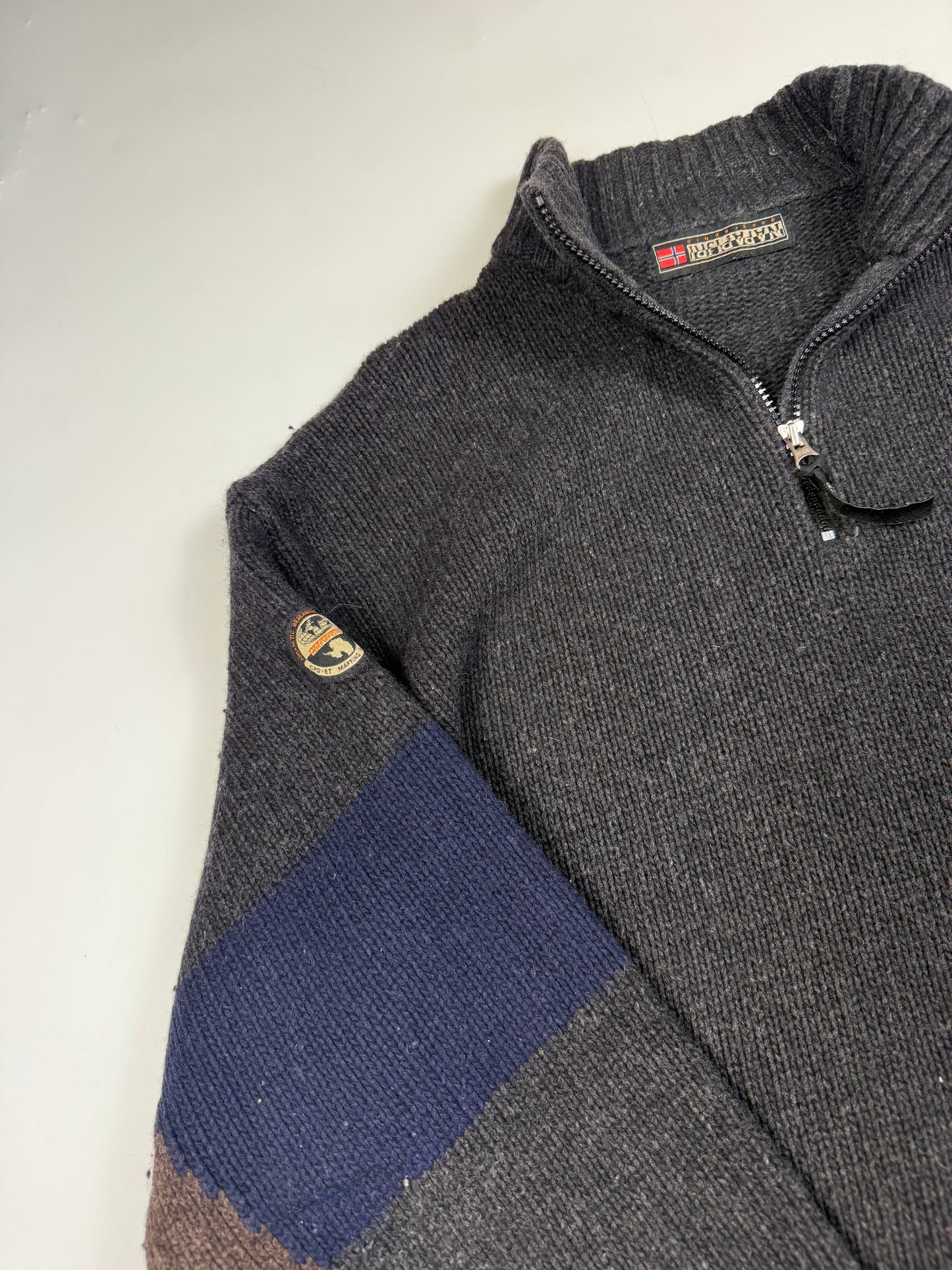 Vintage Napapijri quarter zip knit sweater (XL)