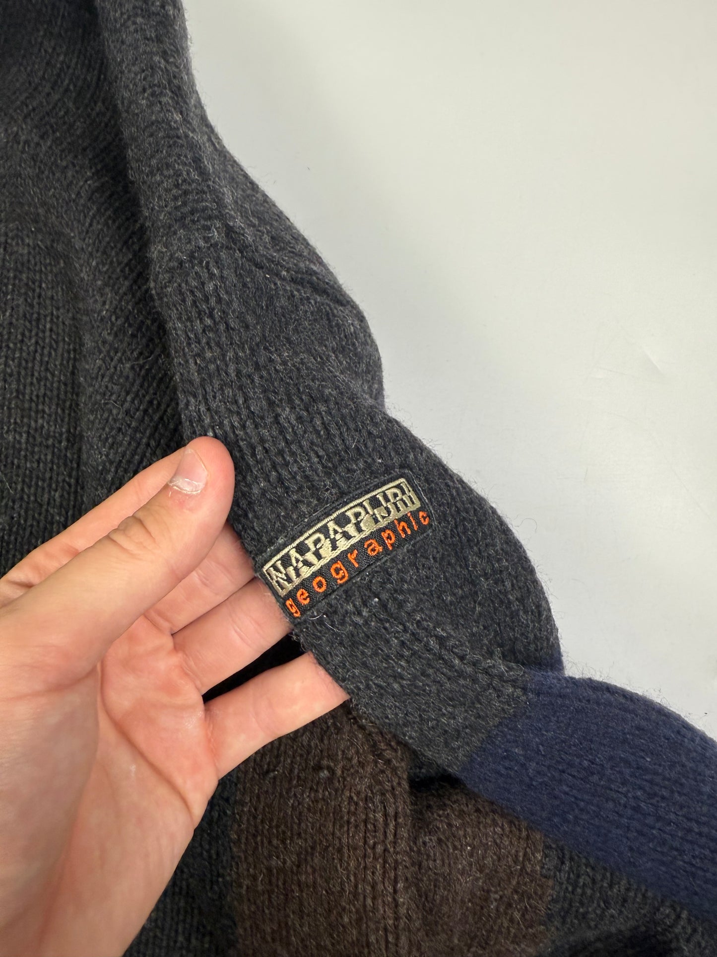 Vintage Napapijri quarter zip knit sweater (XL)