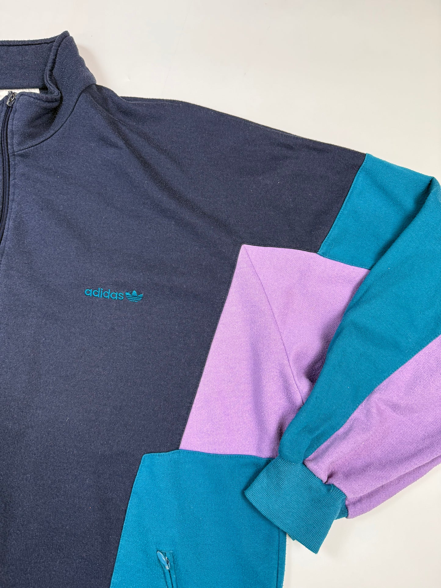 Vintage Adidas colour block full zip sweatshirt (XXL)