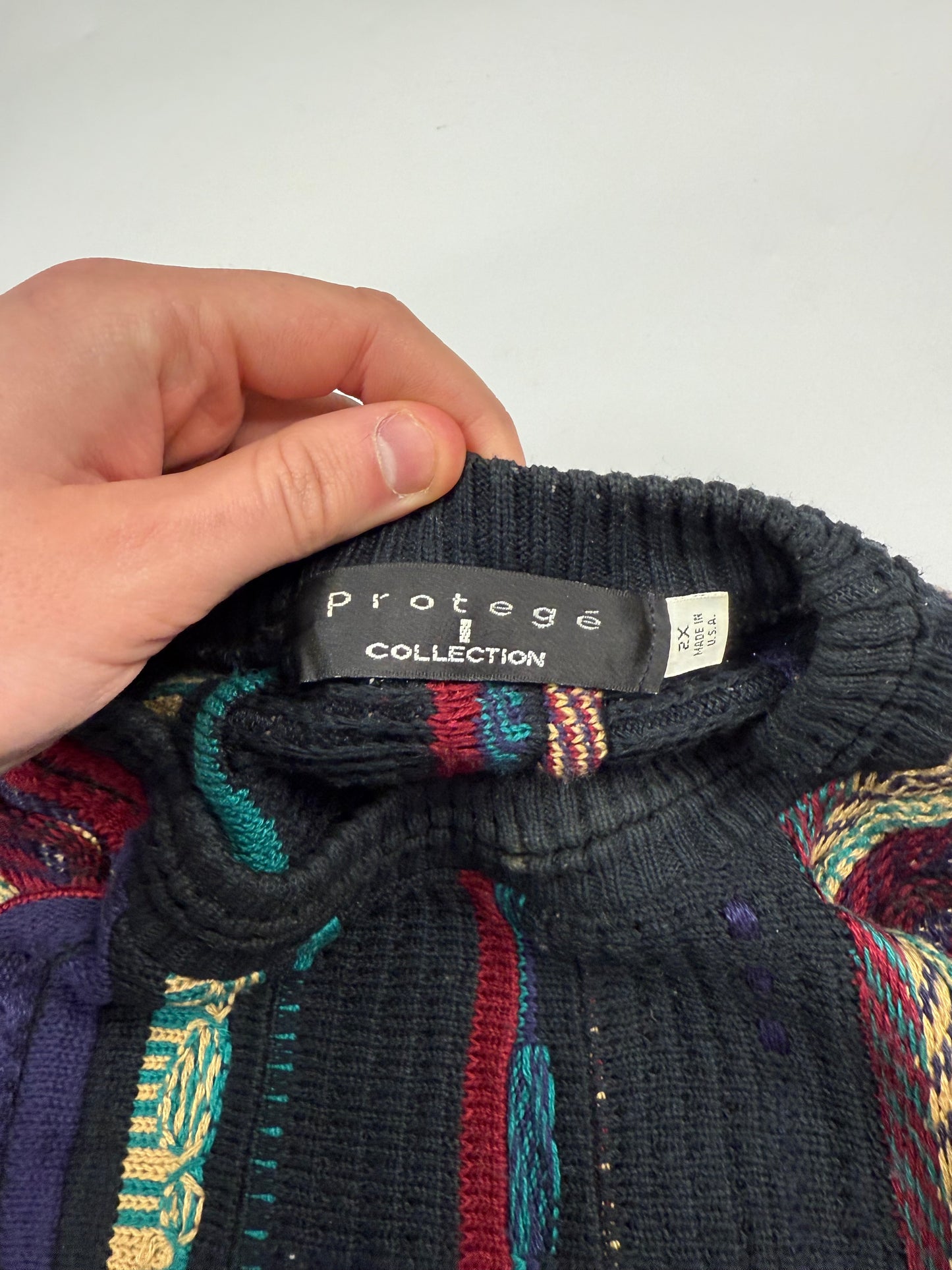 Vintage Coogi style abstract knit sweater (XXL)