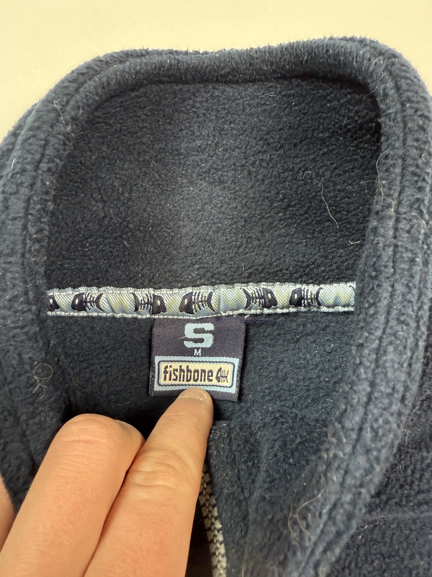 Fishbone quarter zip spell out fleece (M)