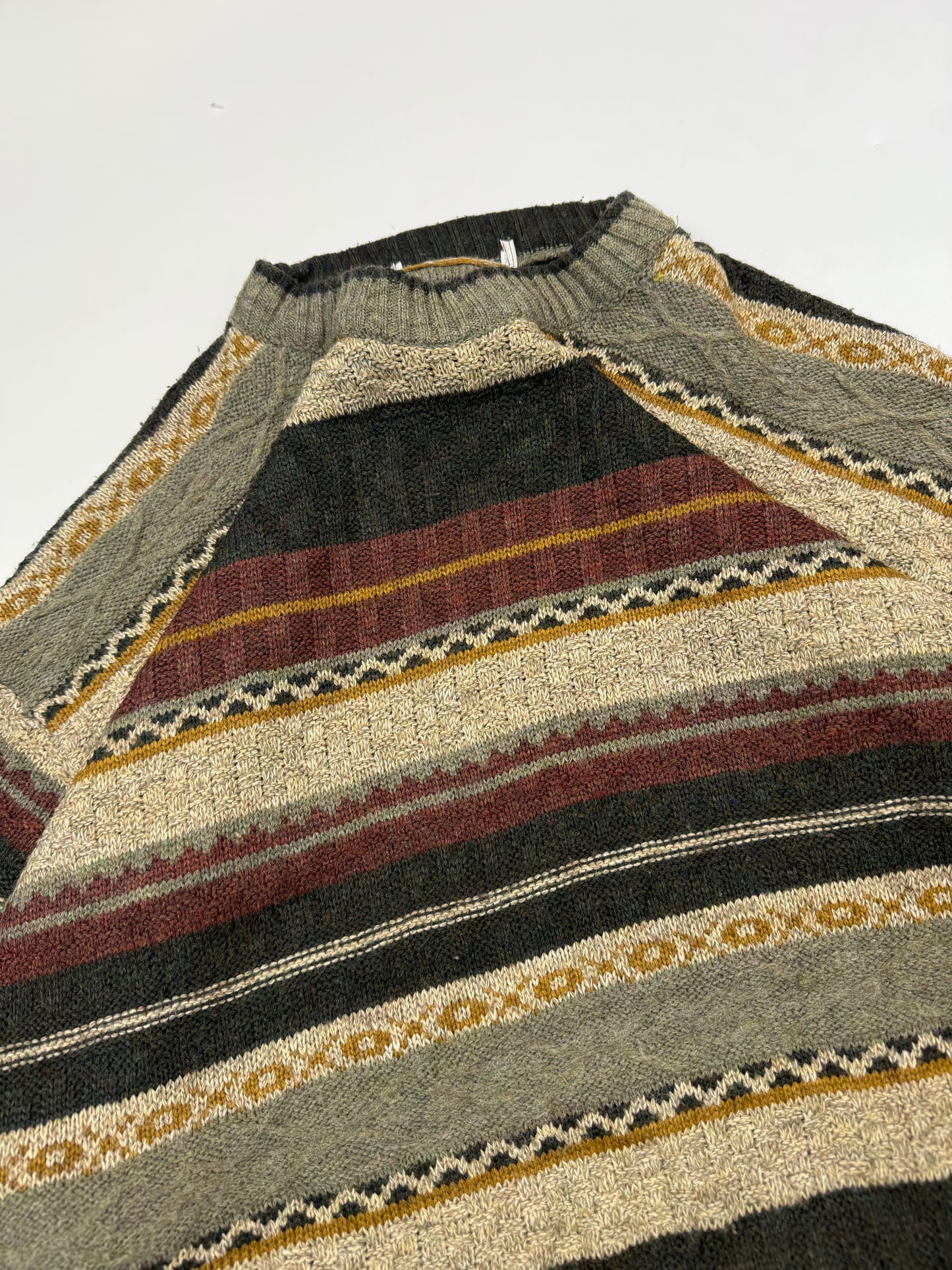 Vintage Grandad style patterned knit sweater (M)