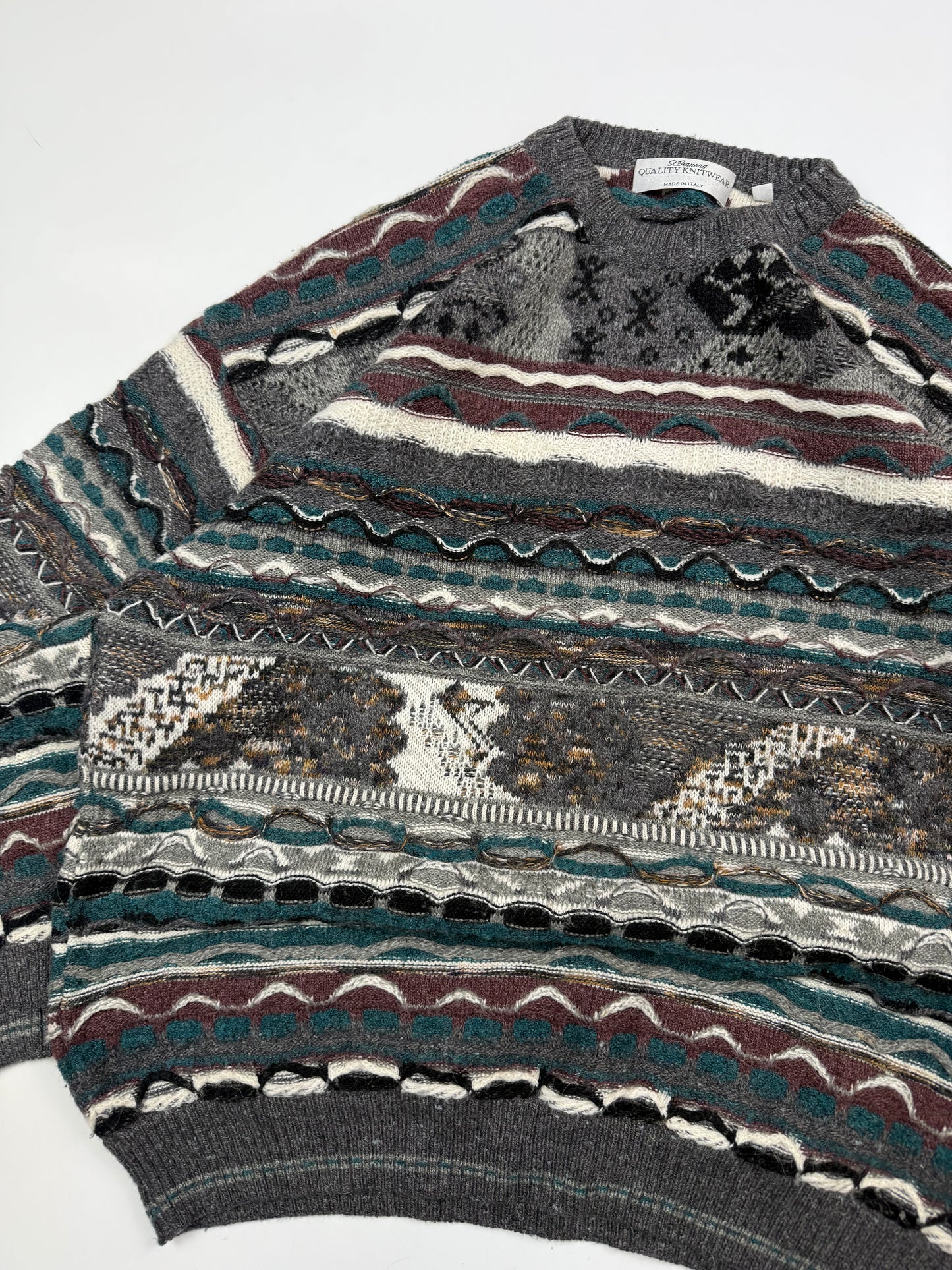 Vintage Coogi style abstract knit sweater (XL)