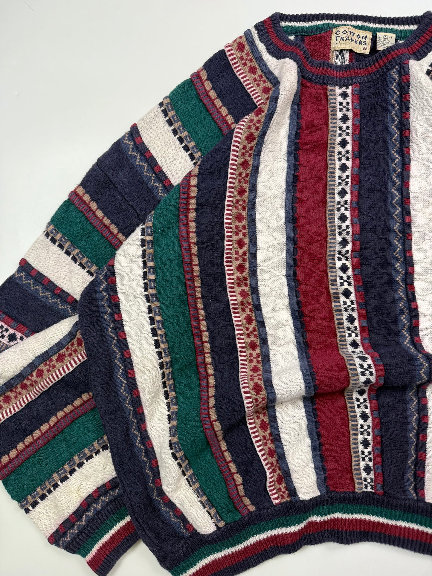 Vintage 90s Cotton Traders coogi style abstract knit (XXL)