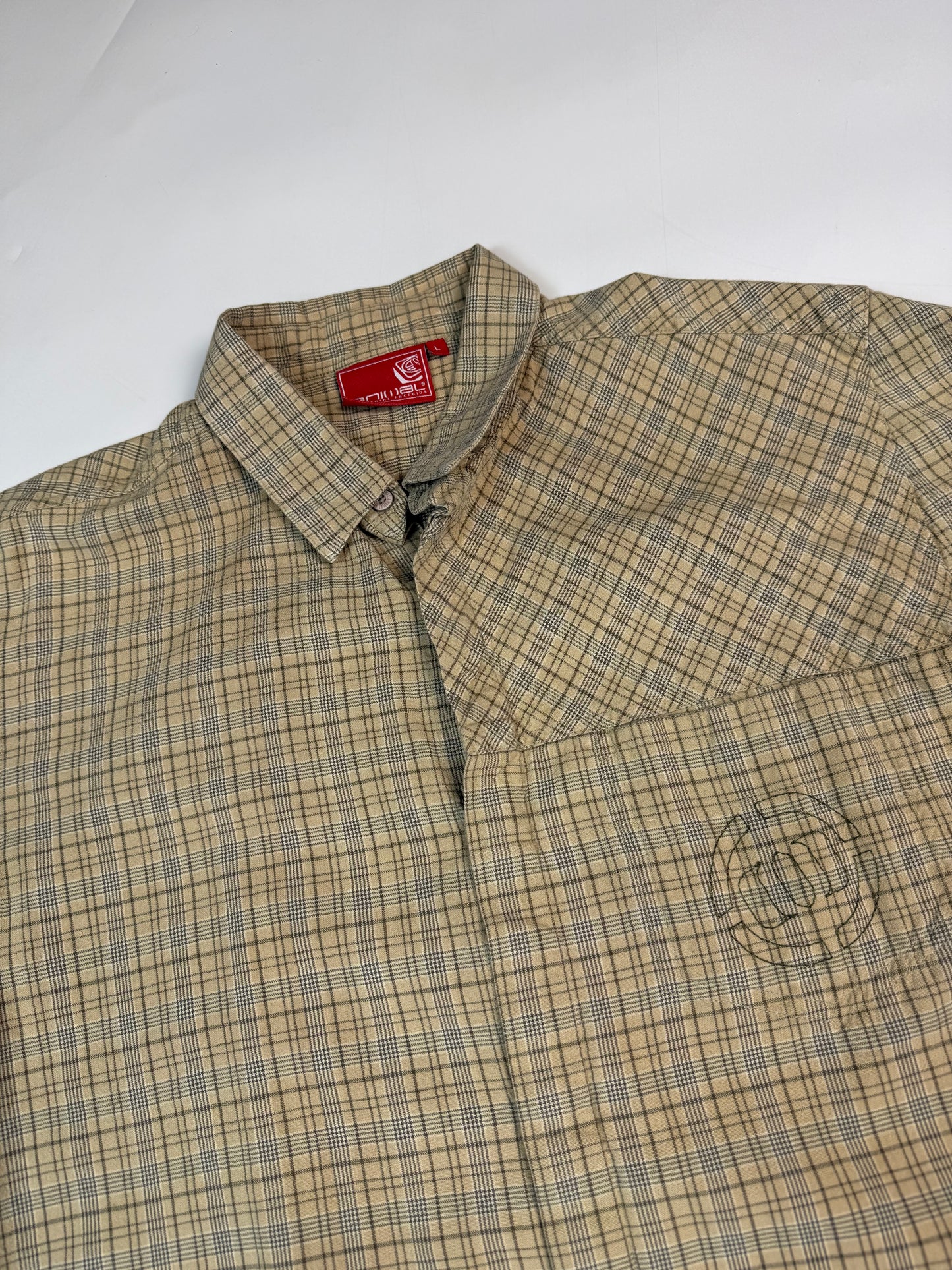 Vintage Animal checkered short sleeve shirt (L)