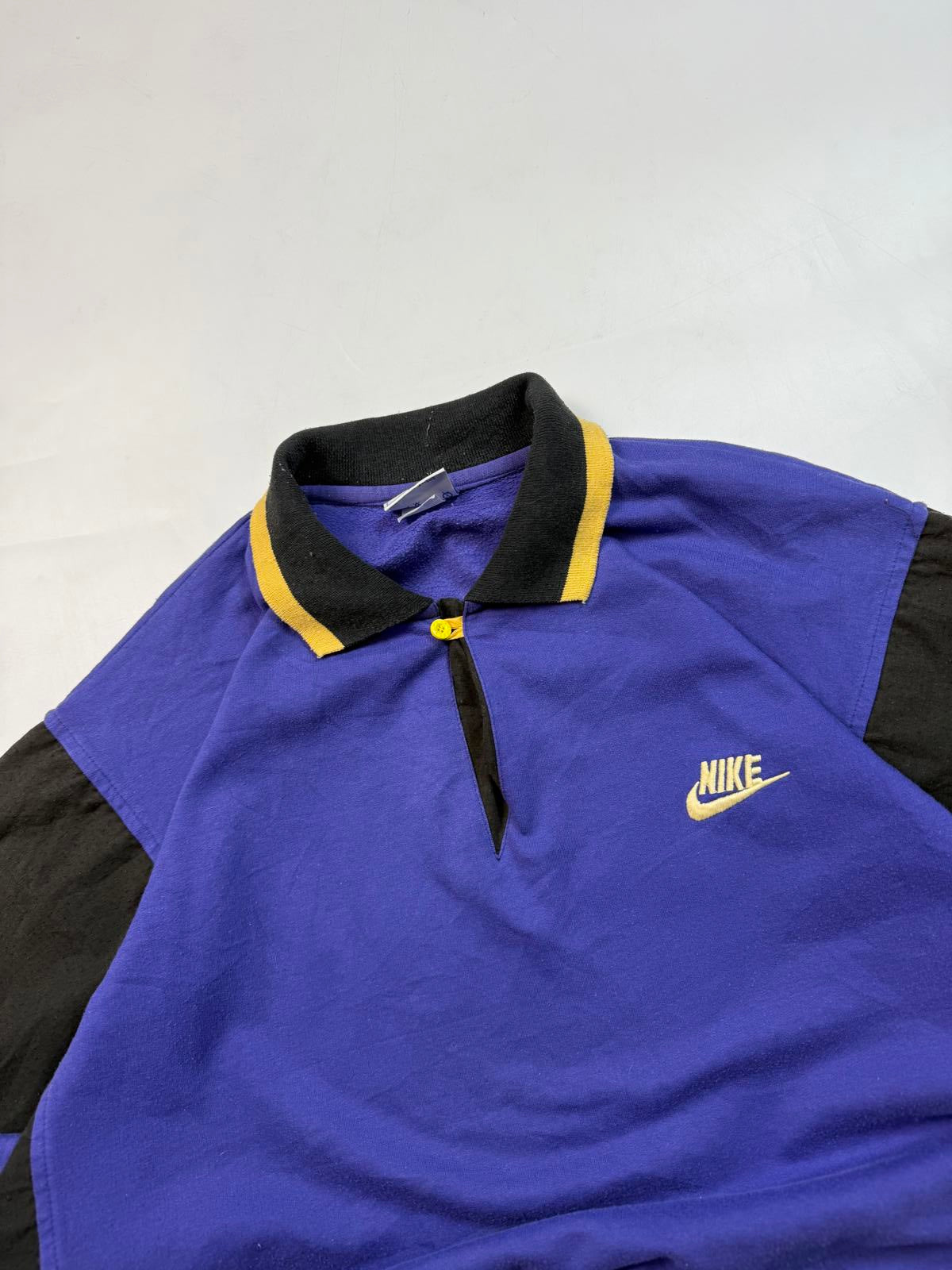 Vintage 80s Nike colour block collared sweatshirt (XL)