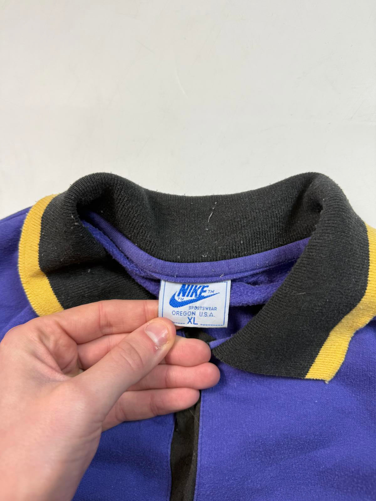 Vintage 80s Nike colour block collared sweatshirt (XL)