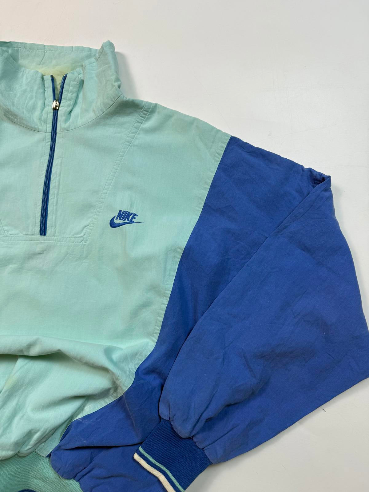 Vintage 80s Nike colour block 1/4 zip sweatshirt (L)