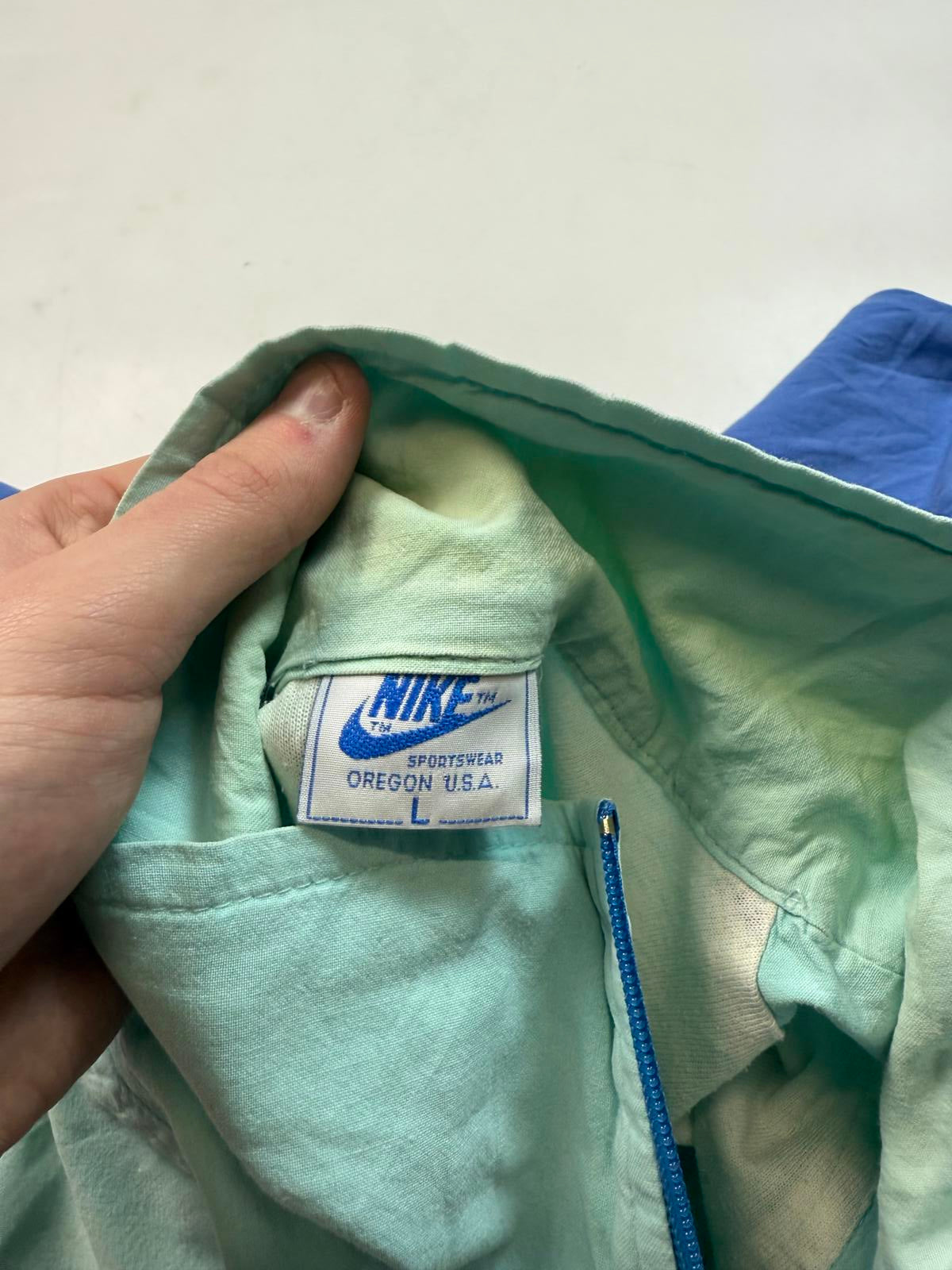 Vintage 80s Nike colour block 1/4 zip sweatshirt (L)