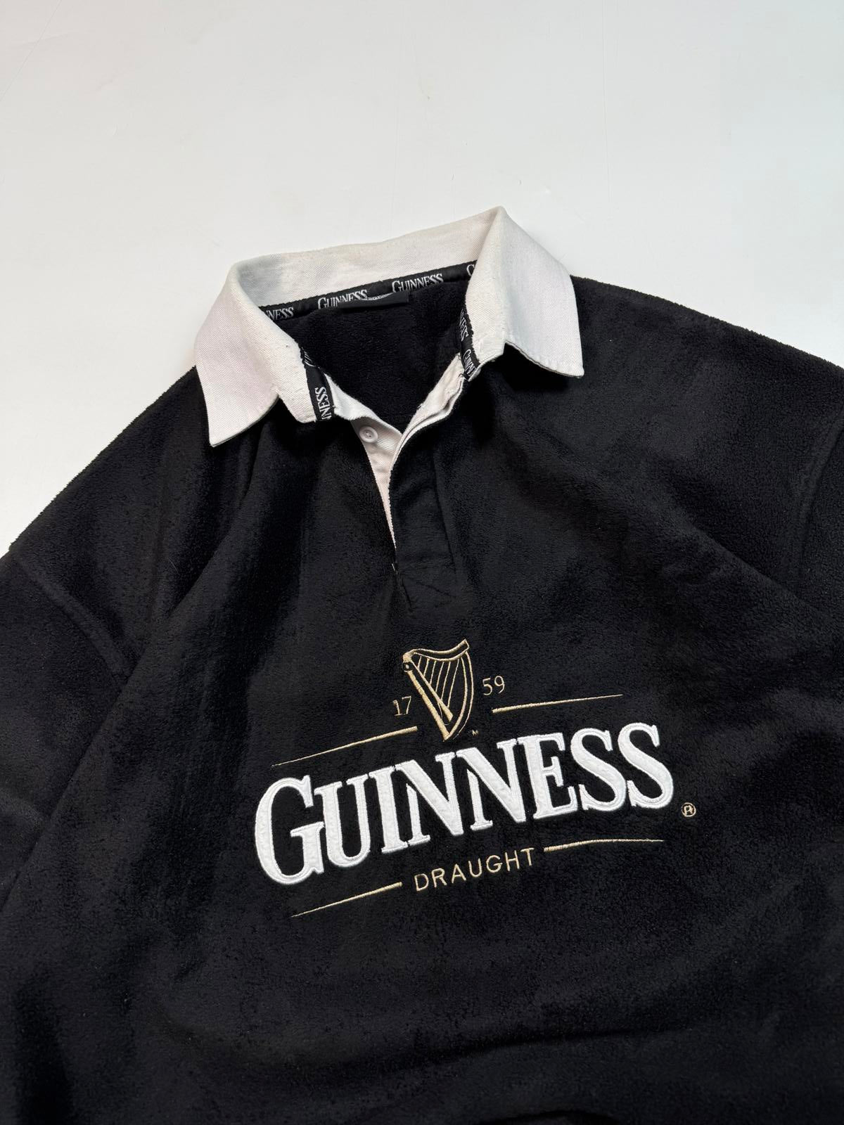 Vintage Guinness spell out fleece rugby shirt (XL)