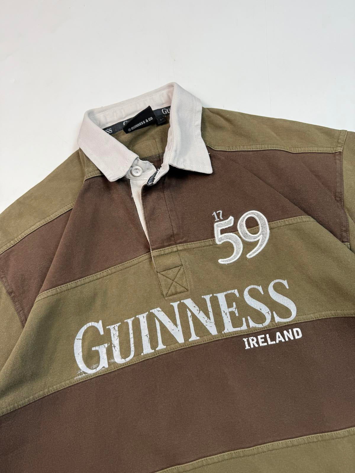 Vintage Guinness striped rugby polo shirt (L)