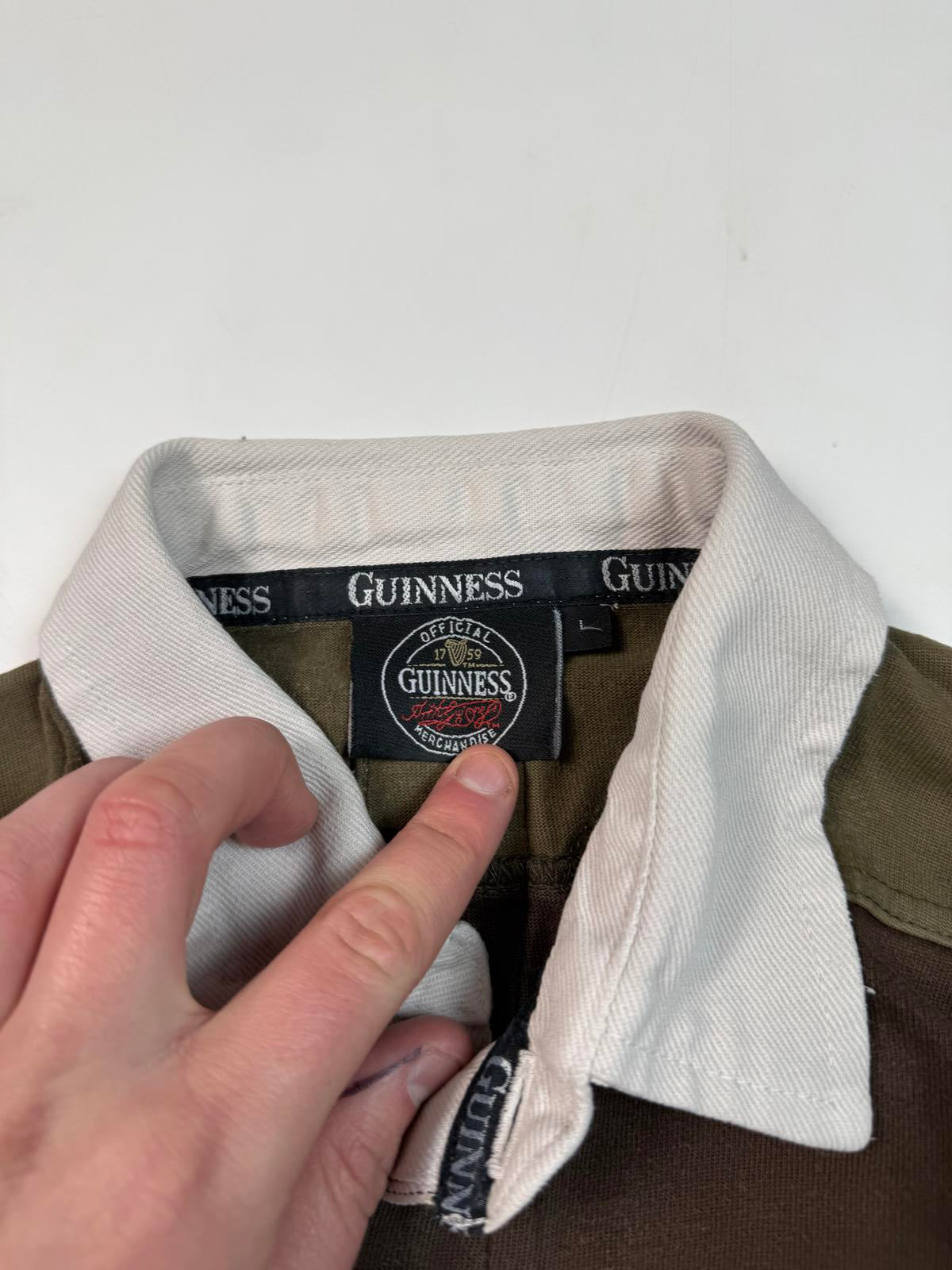 Vintage Guinness striped rugby polo shirt (L)
