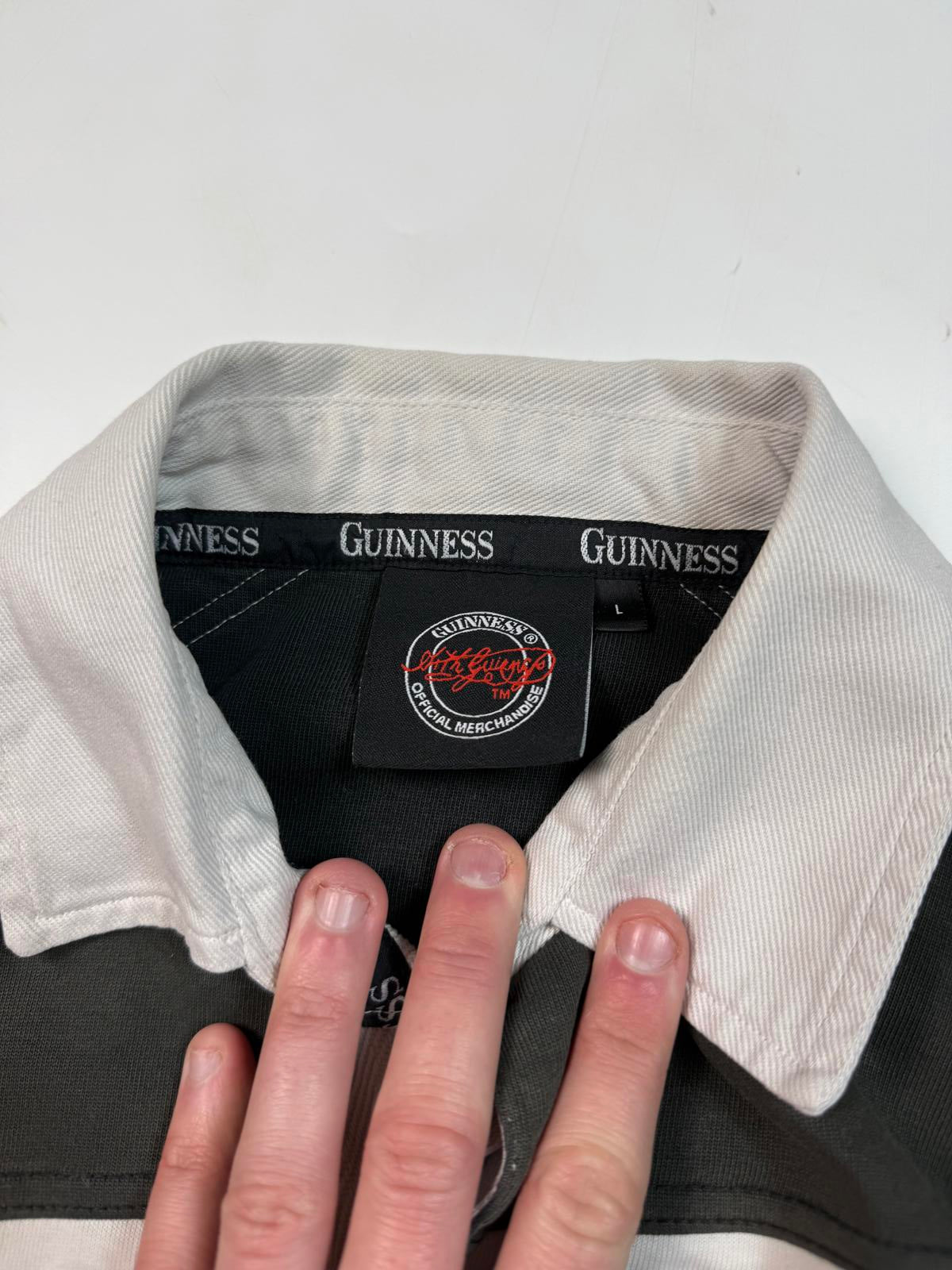 Vintage Y2K Guinness striped rugby shirt (L)