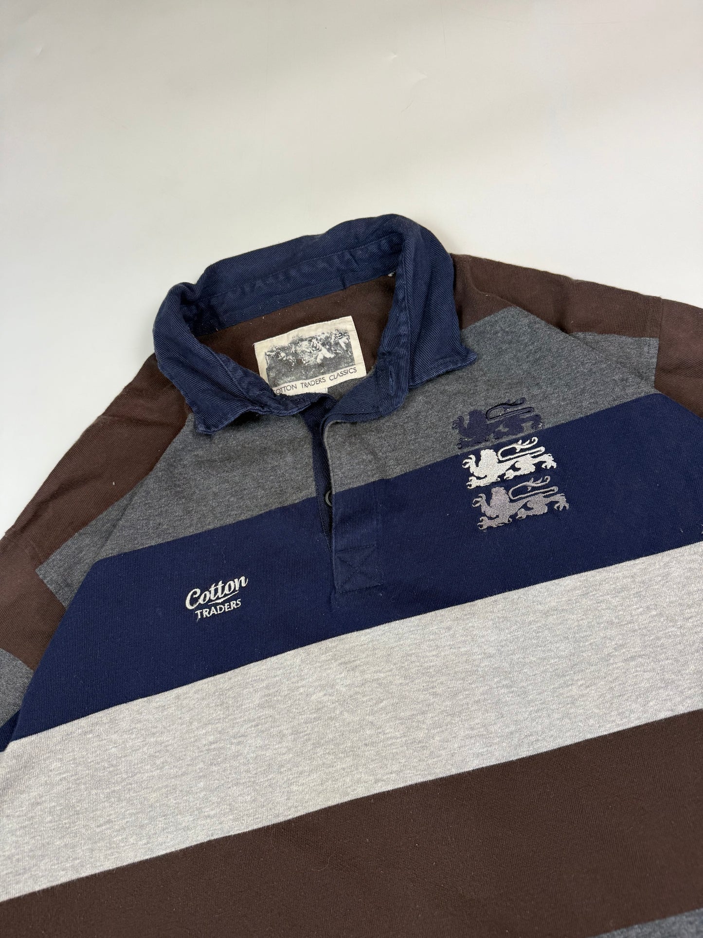 Vintage England Cotton Traders striped rugby polo (XXL)