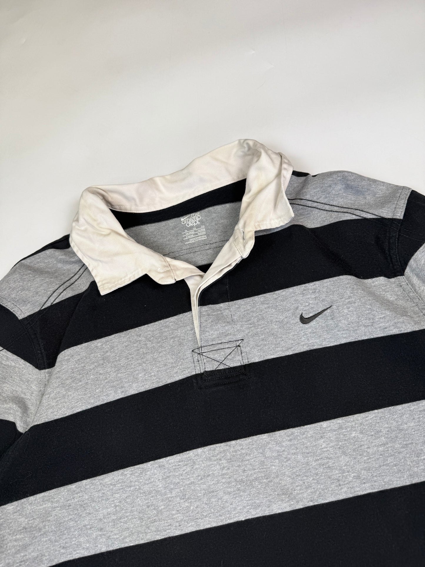 Vintage Nike mini swoosh striped rugby polo (XL)