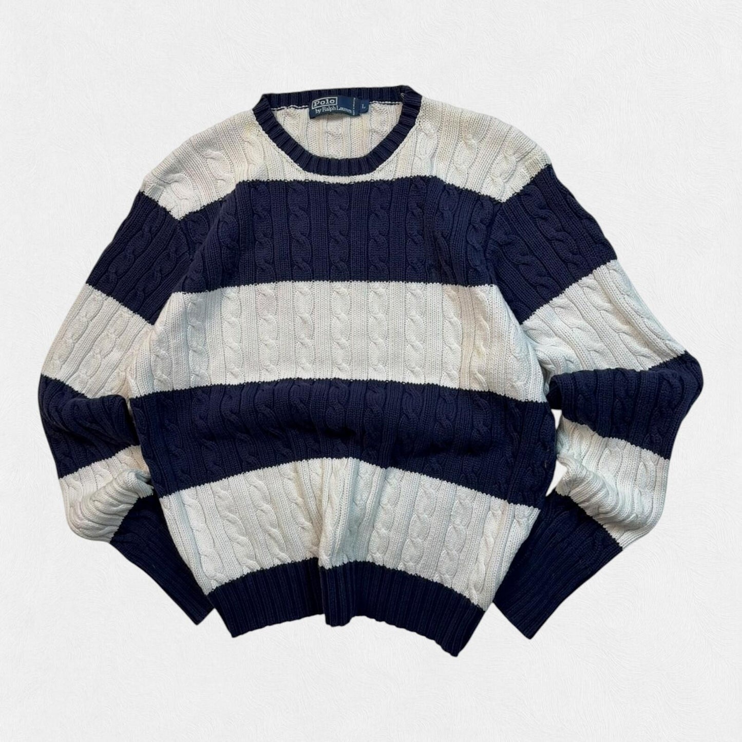 Vintage Polo Ralph Lauren striped cable knit sweater (L)