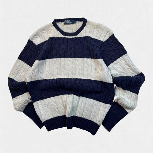 Vintage Polo Ralph Lauren striped cable knit sweater (L)