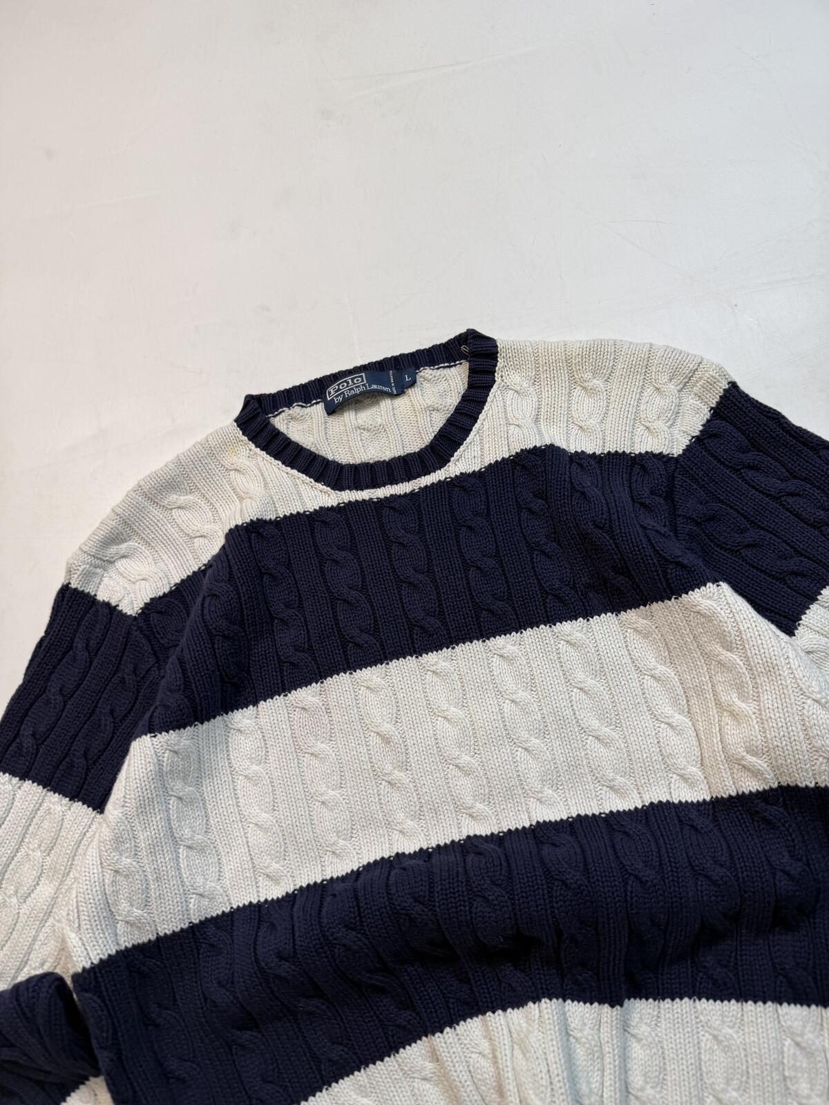 Vintage Polo Ralph Lauren striped cable knit sweater (L)