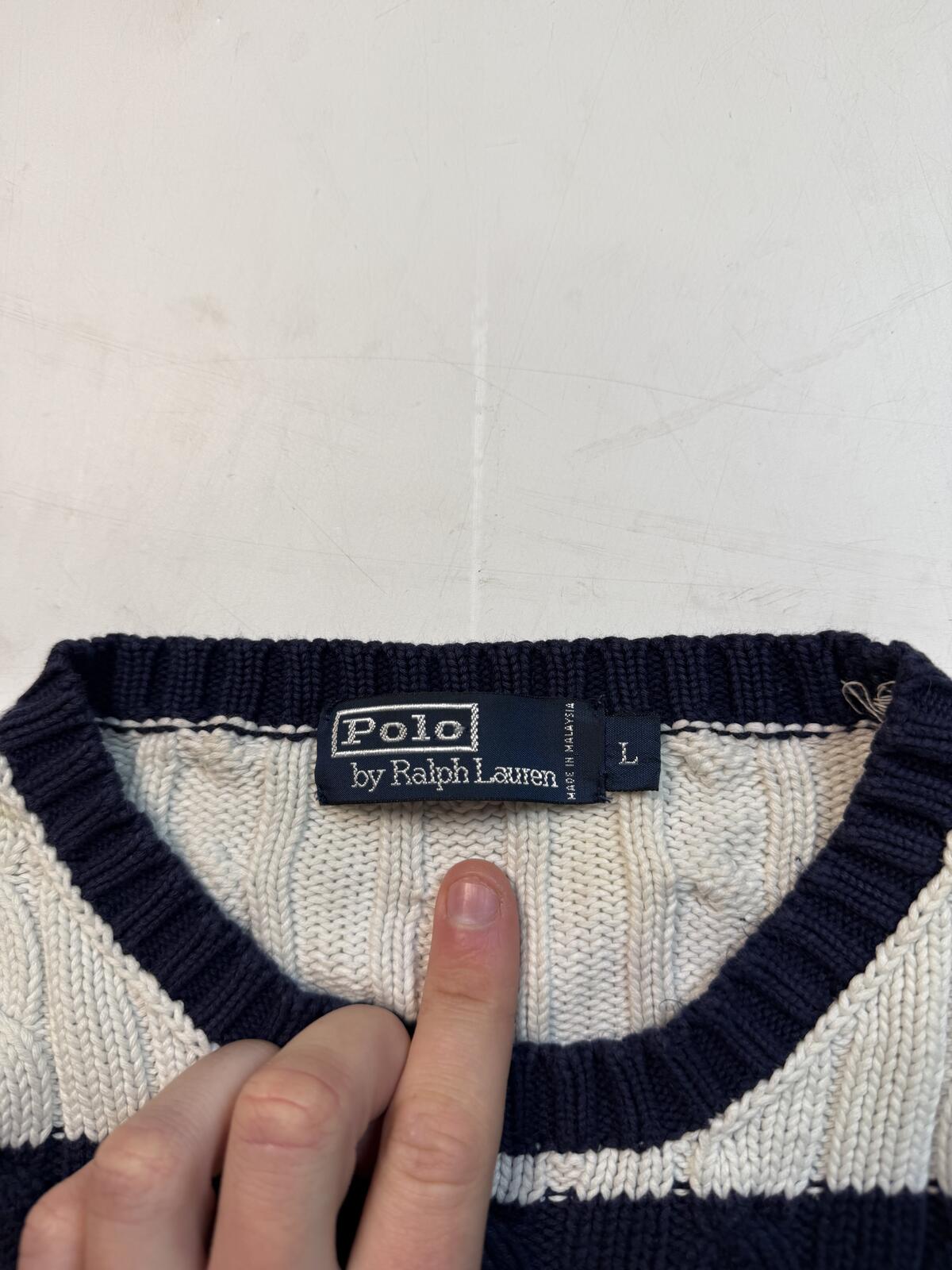 Vintage Polo Ralph Lauren striped cable knit sweater (L)