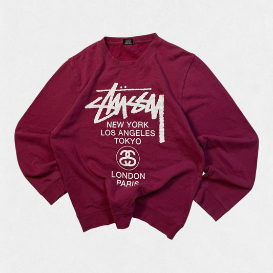 Stussy world tour graphic crewneck sweatshirt (L)